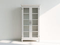 Vitrine Holzschrank 80x35x180 cm - Weißer Schrank mit Glastüren - Klassisches Design mit Stauraum