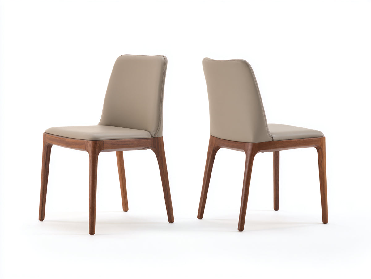 Esszimmerstühle Kunstleder 55x60x82 cm - beige und holzfarben - modernes Design für Esszimmer