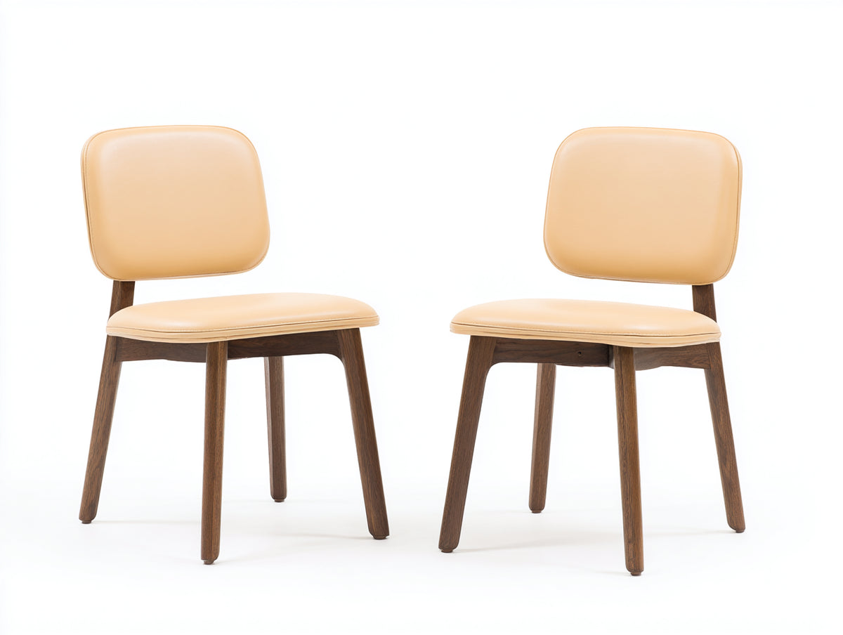 Esszimmerstühle 2er Set 45 x 55 x 82 cm Beige Holzstuhl mit gepolsterter Sitzfläche und Rückenlehne für Esszimmer Küche und Wohnbereich