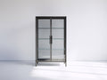 Vitrine Metall 90x35x180 cm - schwarz - modernes Design mit Glastüren für Wohnzimmer