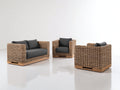 Gartensofa Rattan Sofa Set 220x80x75 cm - Natur-Anthrazit - modernes Design für Garten und Terrasse