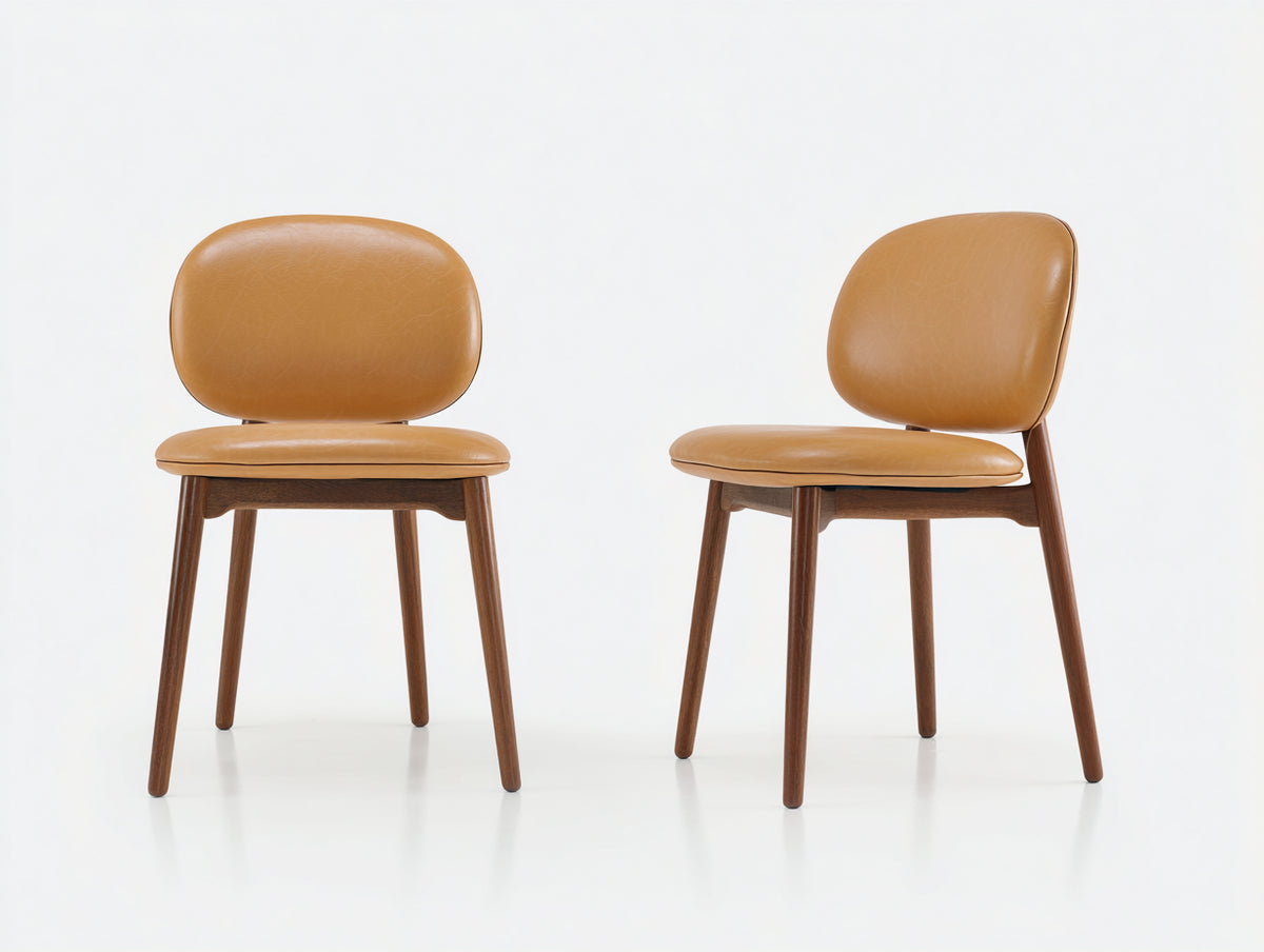Esszimmerstühle Holz 48x55x82 cm - Dunkelbraun-Cognac - Gepolsterte Esszimmerstühle im 2er Set