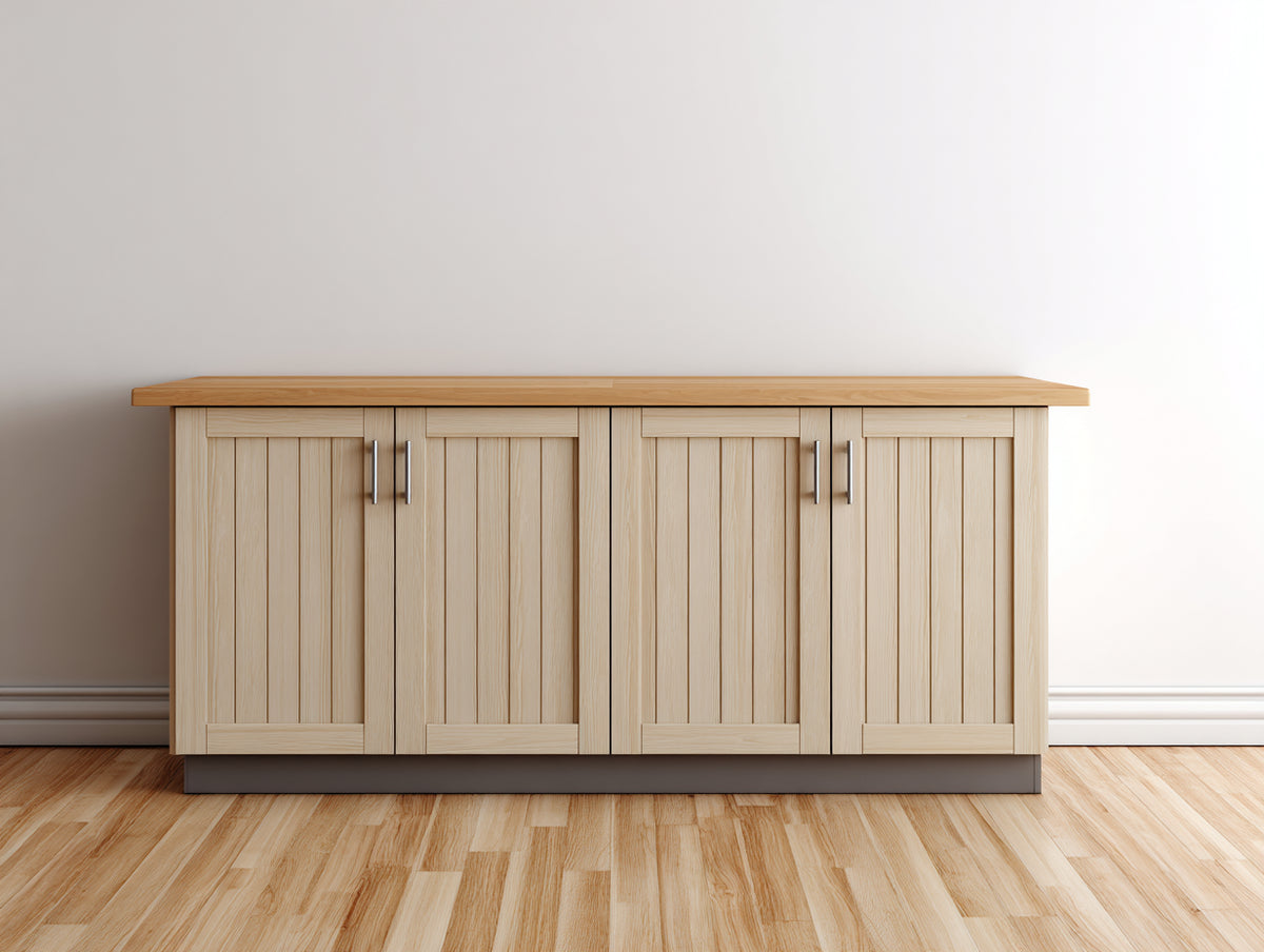 Sideboards Holz 180x45x90 cm - Naturholz - Breites Sideboard mit 4 Türen im Landhausstil