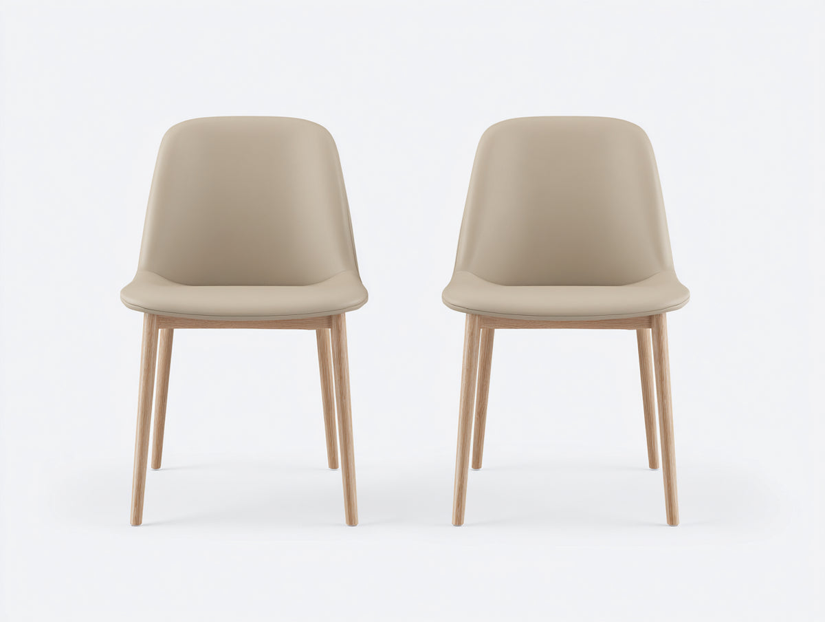Esszimmerstühle Set 2 Stück 50x55x85 cm Beige-Natur mit Holzbeinen moderne Küchenstühle