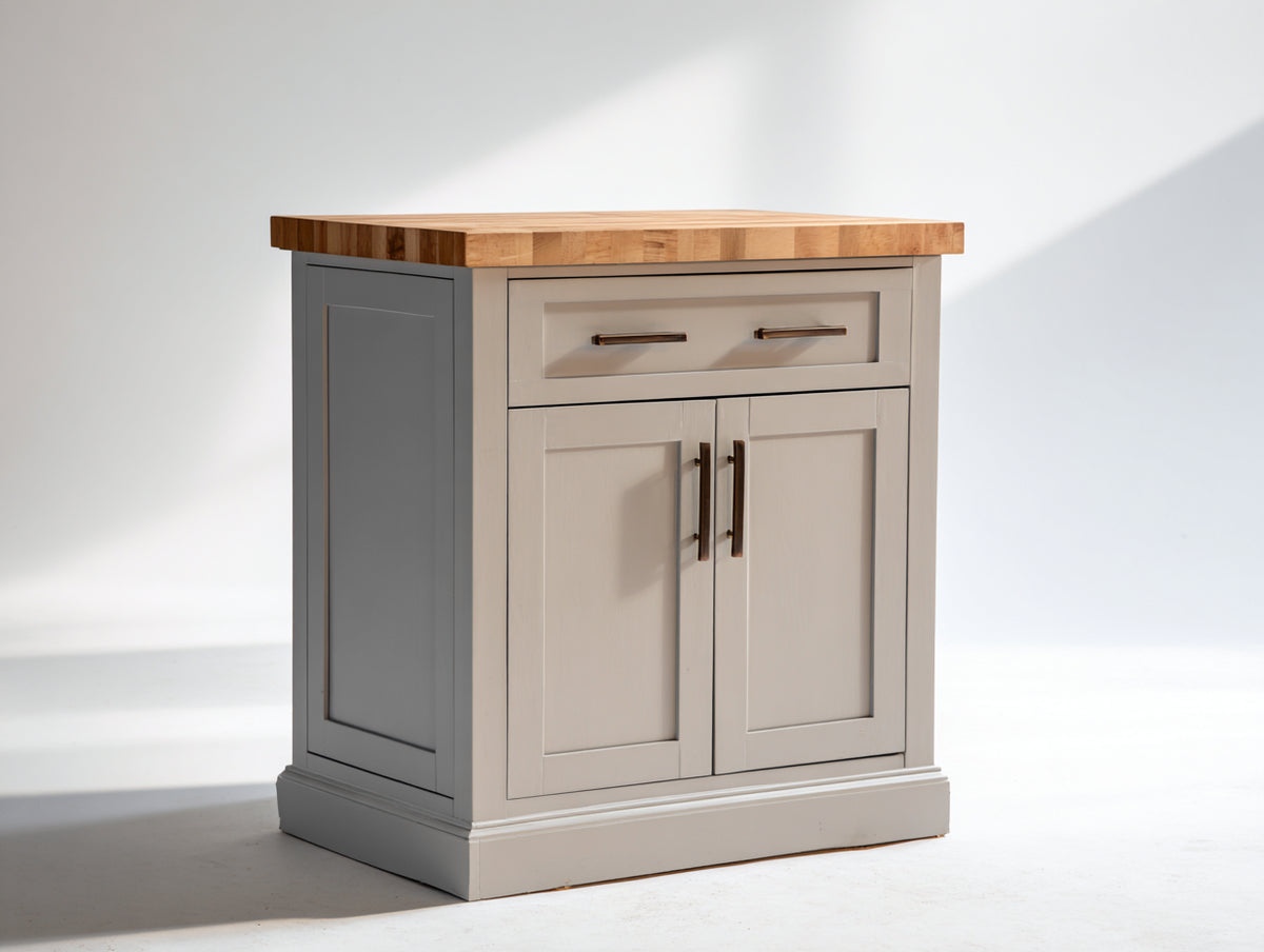 Sideboards Holzoptik 80x35x75 cm - Grau mit Holzplatte - Landhausstil mit Stauraum