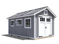 Gartenhäuser Holz Gartenhaus 300 x 400 cm Grau Weiß mit Doppeltür und Fenstern Modernes Design