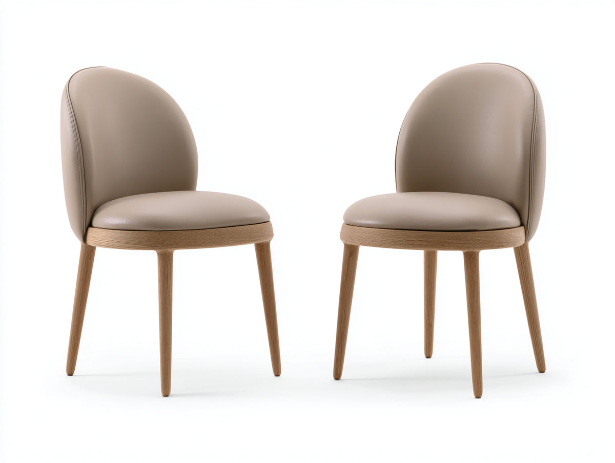Esszimmerstühle 2er Set 48 x 55 x 82 cm Beige gepolsterte Stühle mit Holzbeinen und ergonomischer Rückenlehne modernes Design für Esszimmer Küche und Wohnbereich