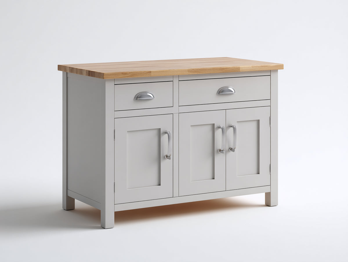 Sideboards Holz 140x40x85 cm - grau und holzfarben - modernes Design für Wohnzimmer und Esszimmer