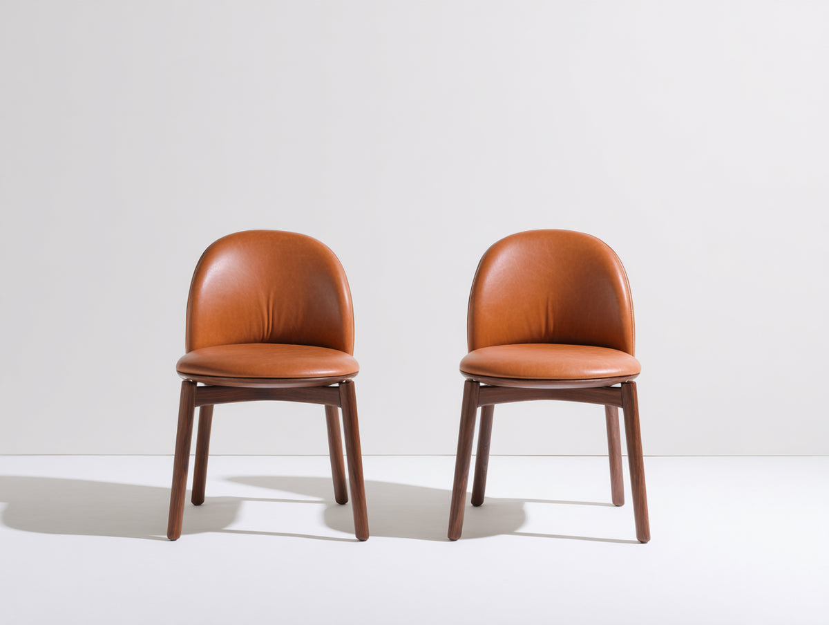 Esszimmerstühle Set 2 Stück 50x55x85 cm Leder Braun mit Holzbeinen moderne Küchenstühle