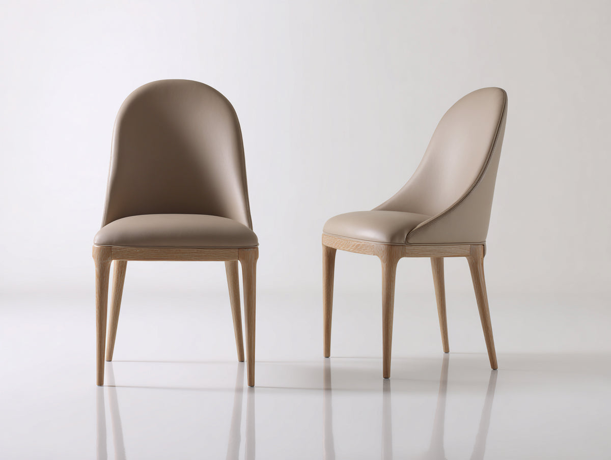 Esszimmerstühle 2er Set 48 x 55 x 82 cm Beige Holzstuhl mit gepolsterter Sitzfläche und geschwungener Rückenlehne modernes Design für Esszimmer Küche und Wohnbereich