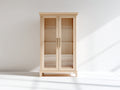 Vitrine 90x40x180 cm Natur Holz Glasschrank mit Glastüren