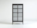 Vitrine Metall 80x35x180 cm - Schwarz mit Glastüren - Modernes Design mit Präsentationsfläche