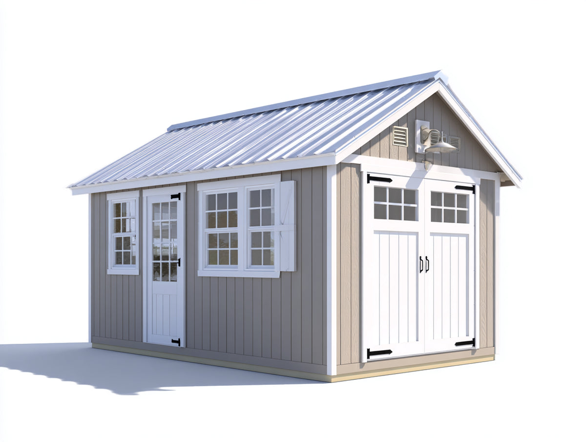 Gartenhaus 400x300x250 cm Holz Gartenhütte mit Doppeltür und Fenstern