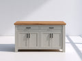 Sideboard 160 x 40 x 85 cm Grau mit Holzplatte 4 Türen und 2 Schubladen modernes Aufbewahrungsmöbel für Wohnzimmer Esszimmer und Flur