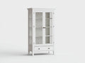 Vitrine Holz 100x40x180 cm - Weiß - modernes Design mit Glasfront und Schublade für Wohnzimmer