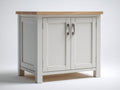 Sideboards Holz 105x45x88 cm - Grau-Naturholz - Kompaktes Sideboard mit 2 Türen und Holzplatte