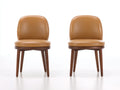 Esszimmerstühle Set 2 Stück 50x55x85 cm Leder Cognac mit Holzbeinen moderne Esszimmerstühle