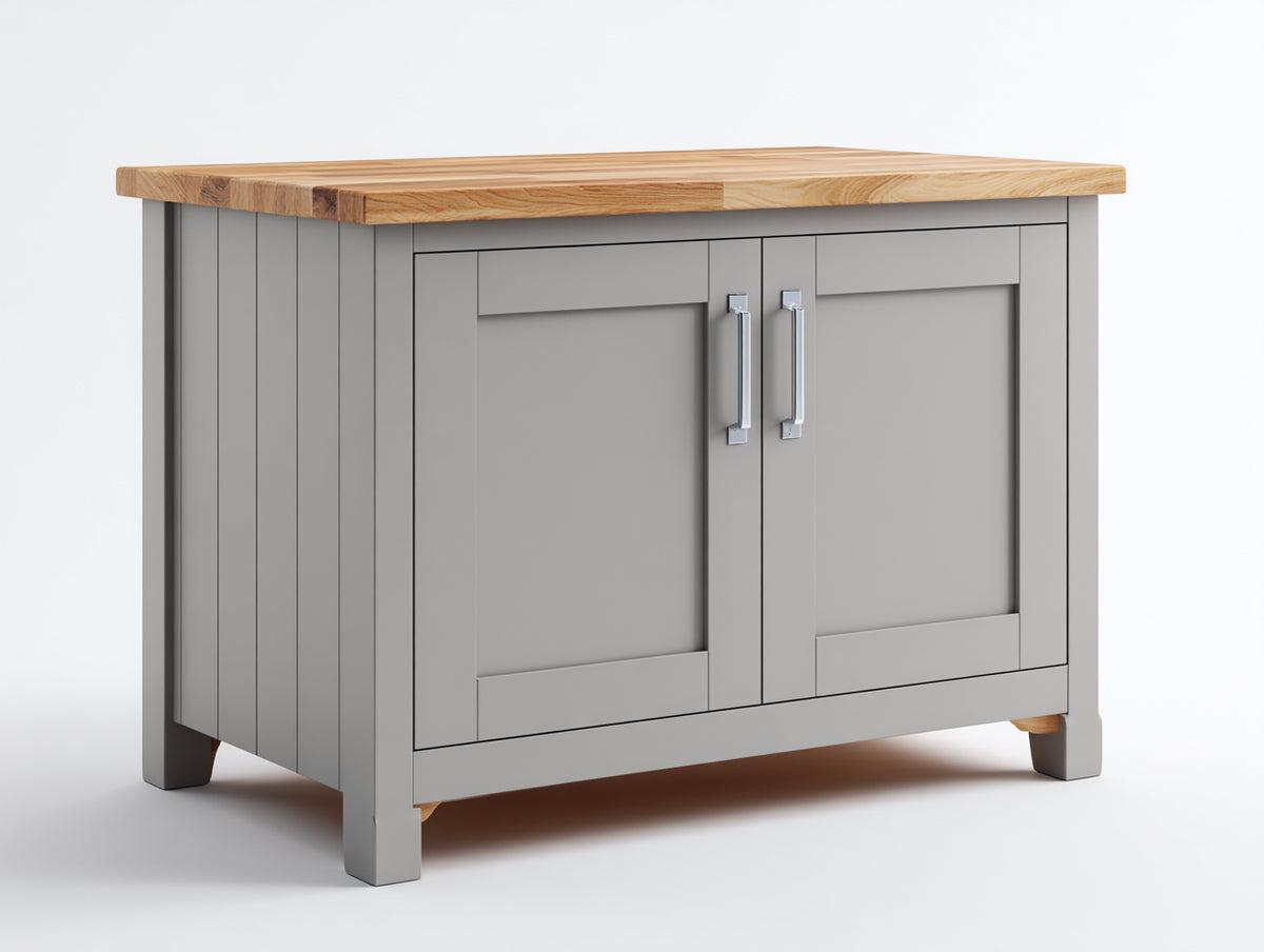 Sideboards Holz 140x40x85 cm - Grau-Natur - modernes Design mit Stauraum für Wohnzimmer